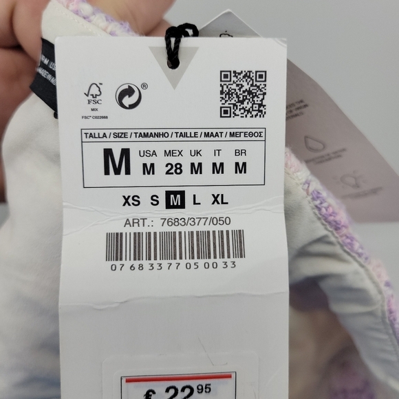 Zara Womens Textured Corset Pink Purple Tweed Top Size M - Picture 8 of 16